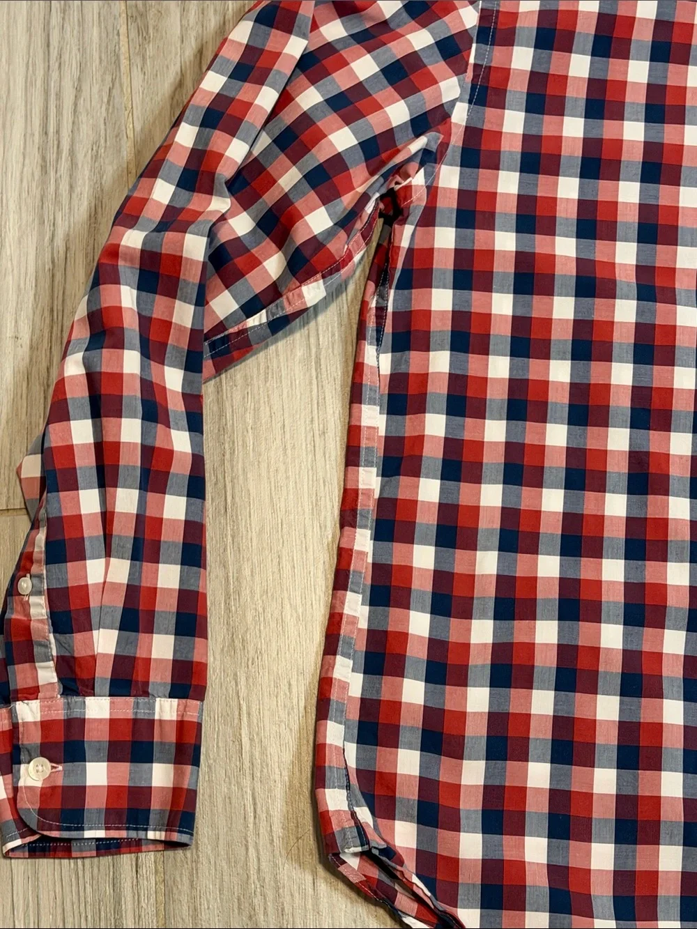 J. Crew Men’s Red Navy White Plaid Button-Down Shirt